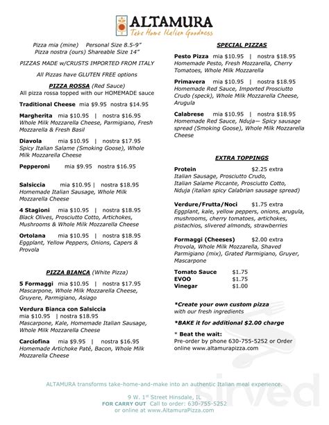 altamura pizza menu